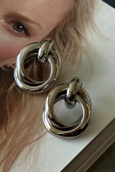 Trendy Butik Steel Silver Color Earrings