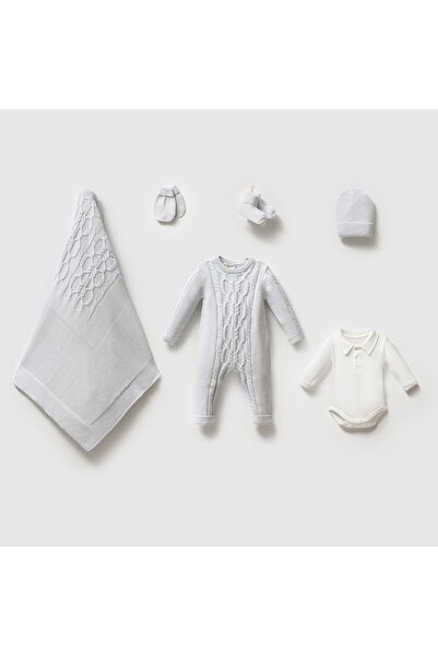 Nipperland Erkek Bebek Triko Tulum Seti- Battaniyeli 5 Parça Hastane Çıkışı