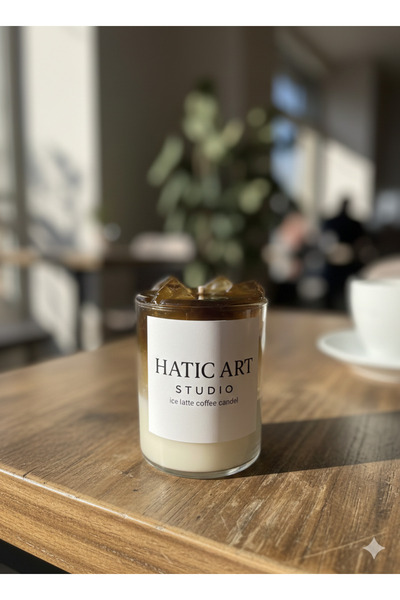 HATIC ART Ice Latte Coffee Cam Bardak Mum- El Yapımı Dekoratif Mum