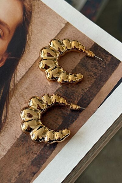 Trendy Butik Steel Domed Hoop Earrings