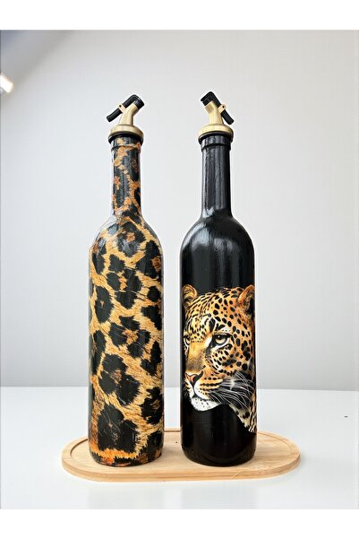 Mes Reves وعاء زيت ووعاء صلصة زجاجي بنمط رأس الفهد سعة 750 مل، طقم من قطعتين ...