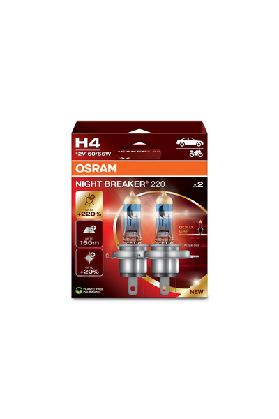 Osram Set 2 becuri H4 12V 60/55W Night Breaker +220%