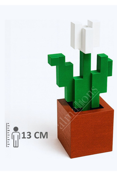 Minecraft Temalı Lale Çiçek Dekoratif Figür - 13CM
