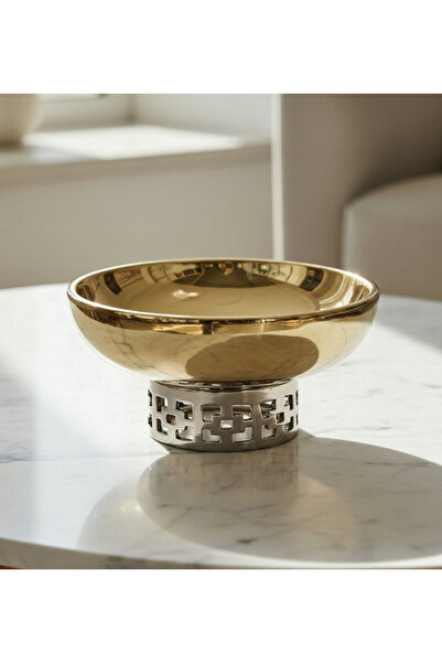 Generic Aurum Titany Vianna Decorative Footed Bowl - 28 x 28 x 14 cm