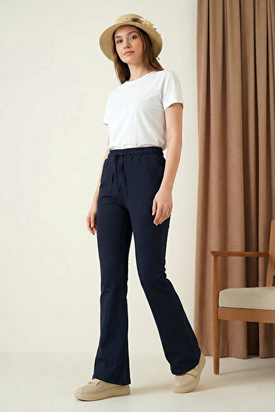 MODAQU Spanish Style Elastic Waist Jeans - Navy Blue