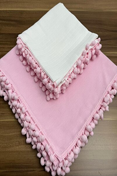 zarafet concept 2 Adet Pazen ve Müslin Pembe Ponponlu Bebek Battaniyesi