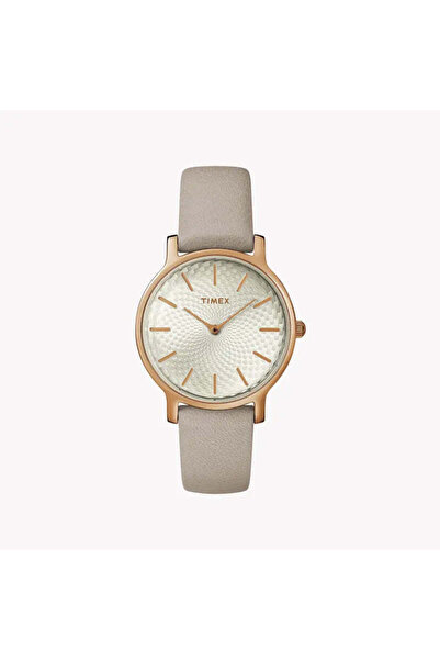 Timex Women's Gray Leather Watch, Silver Dial | Tw2r96200