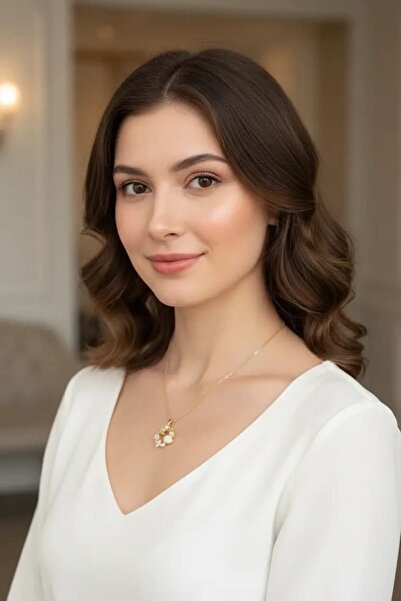 Clariss Çelik Zincir Gold Renk Deniz Tema Model Zirkon Taşlı Kadın Kolye