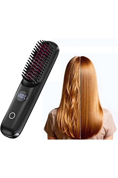 NO BRAND فرشاة تمليس الشعر اللاسلكية المحمولة. مشط صغير قابل لإعادة الشحن عبر...