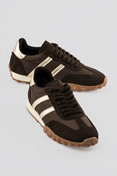 Mubiano Women's Sneaker Suede Detailed Lace-Up Sports Shoes Brano Brown