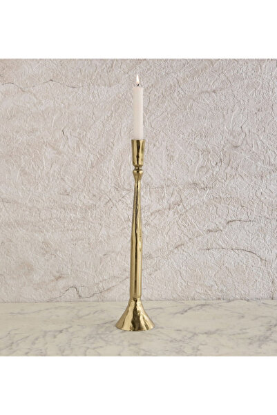 Generic Melrose Litt Aluminium Textured Taper Candleholder - 8 x 8 x 50 cm
