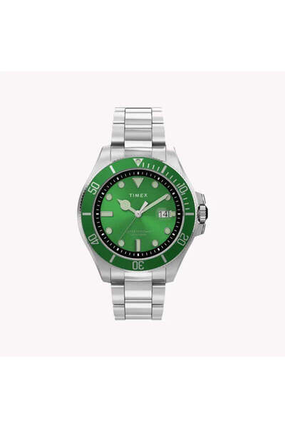 Timex Men's Silver Stainless Steel, Green Dial | Tw2u72000