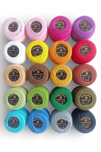 fabricorg No:12 Cotton Like Etamin - Kanaviçe 20'li Nakış Ipliği Seti-1 (6 Gr)