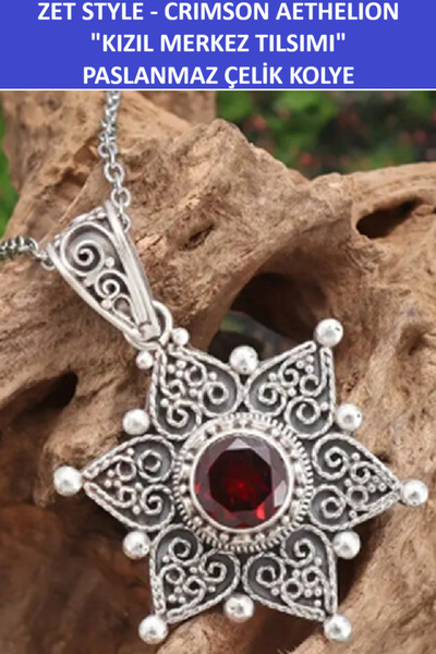 ZETCONCEPT Zet Style – "Crimson Aethelion Pendant" Stainless Steel Necklace -...