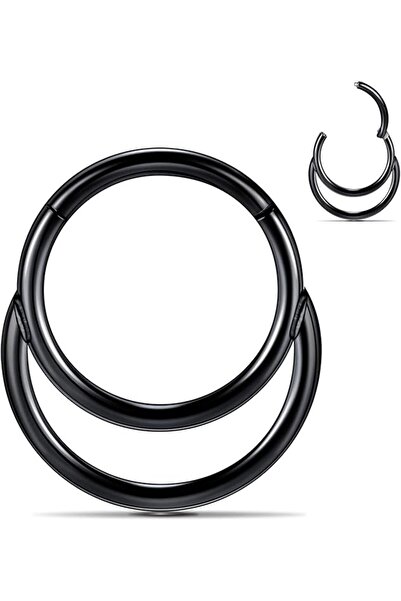 Funlas Septum Ring Surgical Steel 316L, Black, 1.2 mm, Unisex