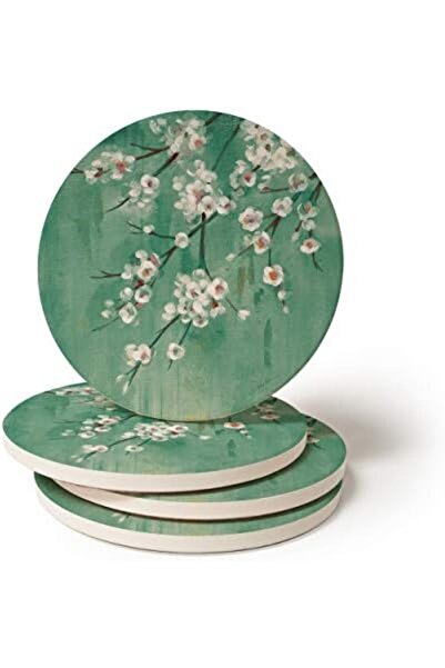 Nacario Nrcrioshop Coasterstone Cyan Cherry Blossom Coasters for Drinks, Set ...