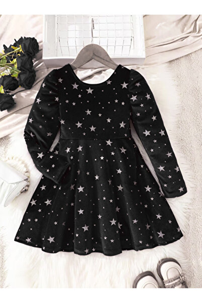 Abaya-AB Girls' long-sleeved velvet dress for autumn and winter, featuring a ...