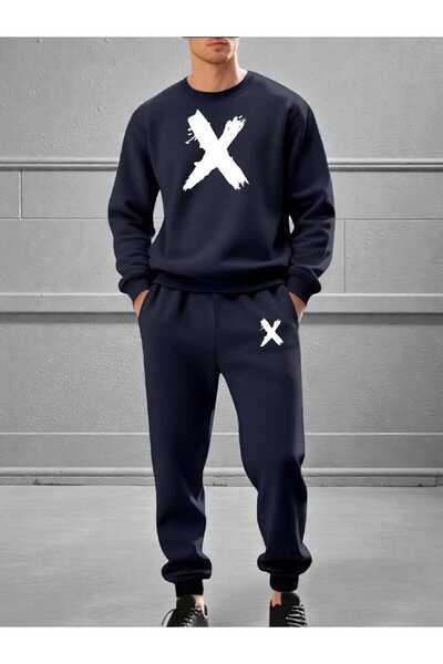 tkn your style Men's Alt Top Team X Print Design Crew Neck Sweatshirt