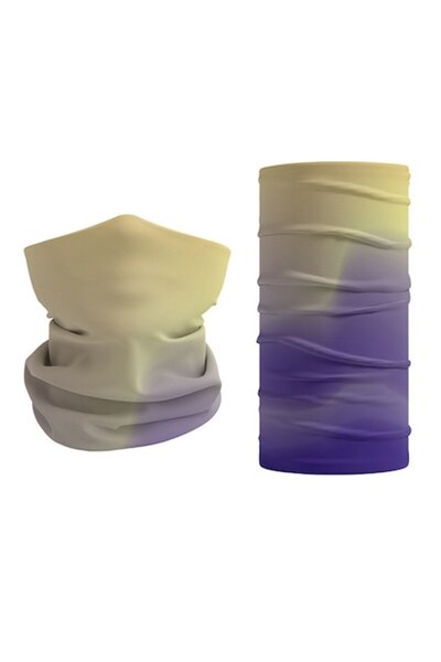 OEM Unisex multifunctional bandana, yellow/purple, elastic, 100% polyester