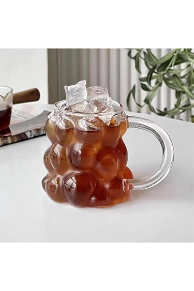 Nacario NrcrioShop كوب زجاجي على شكل حبة بمقابض - سعة 350 مل، تصميم من البورو...