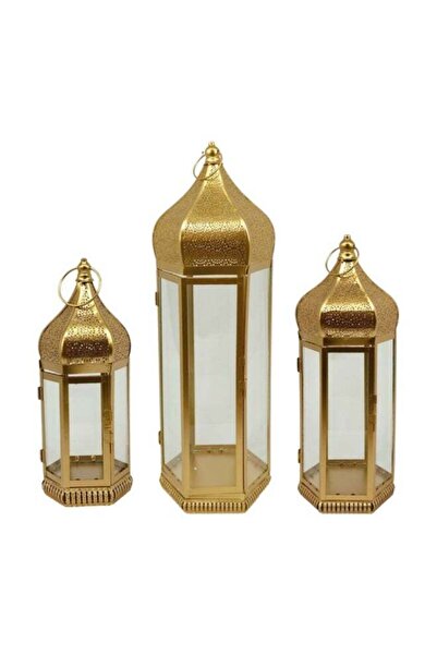 AZOZ MERCHLY مجموعة فوانيس رمضانية أنيقة مكونة من 3 قطع