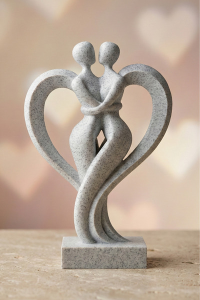 ENG.CO Mermer Renkli Sarılan Çift Dekoratif Biblo – Modern & Minimal Ev Akses...