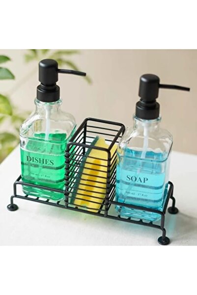 Yıldızan Esnshop Kitchen Soap and Detergent Dispenser Set Iron Double Pump an...