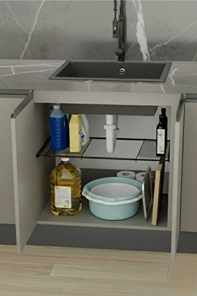 Milonsa Ayarlanabilir Lavabo Altı Tel Raf Organizer | Mutfak Banyo Dolap İçi ...