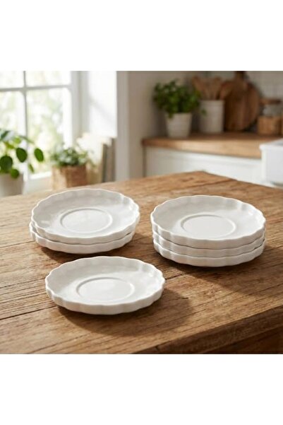 Nacario Nrcrioshop Set of 6 White Porcelain Tea Plates |   11 cm Diameter |  ...