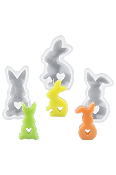 PEUTIER Set forme silicon Easter Bunny, 3 buc, pentru lumanari, lumanari parf...