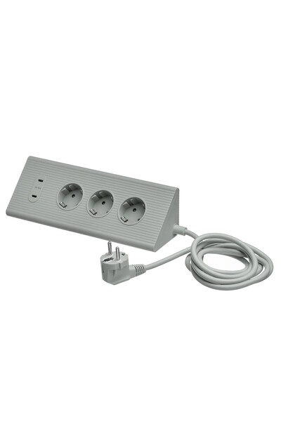 IKEA QUİCK 2 USB-C Girişli 3 Priz Girişli Uzatma Kablosu 1,,8 Metre Ara Kablo...