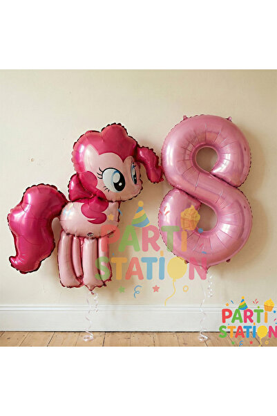 Parti Station My Little Pony Konsept Pinkie Pie Balon ve 8 Yaş Pembe Rakam Ba...