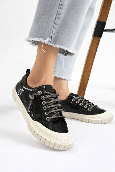 Vitale Store Pantofi cu talpă plată cu șireturi, cu model de piatră, pentru f...