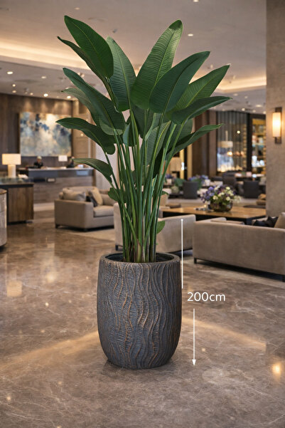 Yades Fiberglas Dalgalı Büyük Saksı genişlik 37 cm yükseklik 47 cm