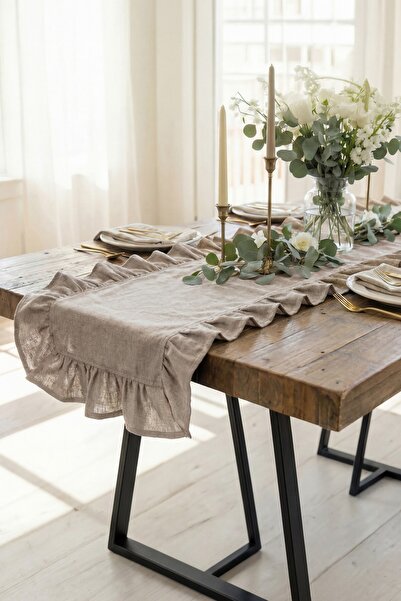 cotton maison Country Style Ruffled Runner 40X150 cm