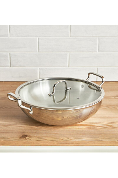 Generic Argent Tripro Tri-Ply Stainless Steel Induction Base Kadai - 32 cm