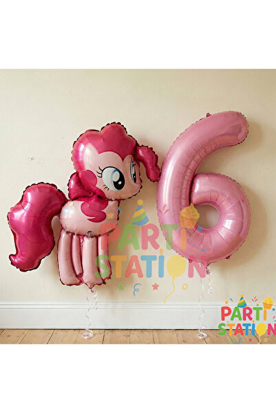 Parti Station My Little Pony Konsept Pinkie Pie Balon ve 6 Yaş Pembe Rakam Ba...