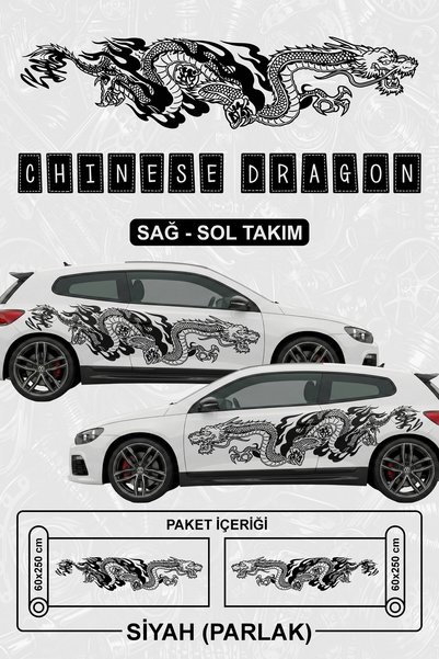 Stikacar ÇİN EJDERHASI Yan Gövde Kaplama Sticker