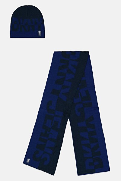 Dkny Jeans Kids Boy Embroidered Logo Beanie And Scarf Set, Multicolor