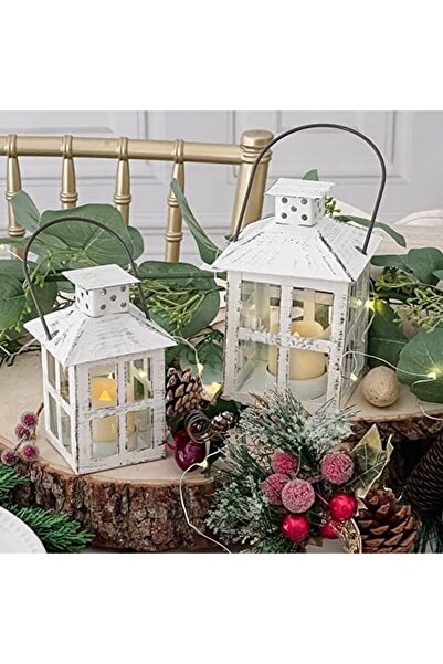 Nacario Nrcrioshop Aspen 14110Wt White Distressed Small Lantern Candle, Iron ...