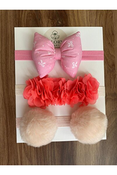 GLORY BABY 3-Piece Baby Bandana Set Bowknot- Pompom- Flower
