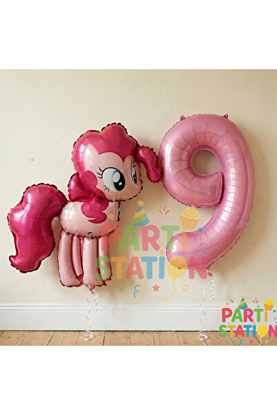 Parti Station My Little Pony Konsept Pinkie Pie Balon ve 9 Yaş Pembe Rakam Ba...