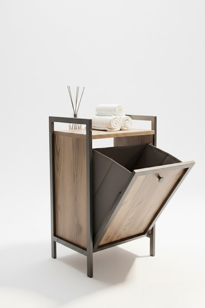 Milonsa Metal Wooden Bathroom Organizer Laundry Basket - Dirty Laundry Basket...