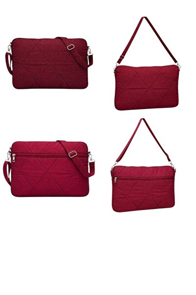 stravis Burgundy Quilted Crossbody Women's Laptop Bag – Compatible with 15.6 ...