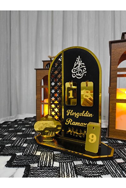 Diporpa Dekoratif Ahşap Ayna Pleksi Ramazan Takvimi,İftar Duası Hediyeli, Ahş...