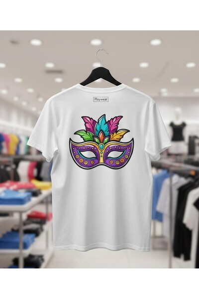 playwear Play Wear Unisex Round Neck T-Shirt with Back Printed Mask