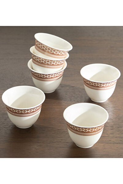 Generic Dahab 6-Piece New Bone China Kahwa Cup Set - 70 ml, Serves 6