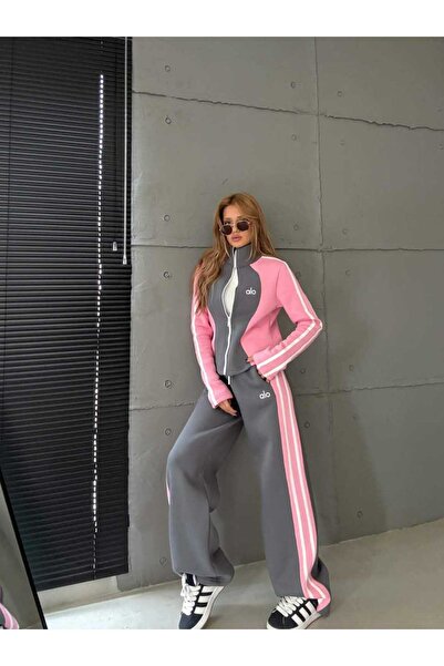 Alo Trening damă modern cu fermoar și dungi laterale, confortabil pentru spor...
