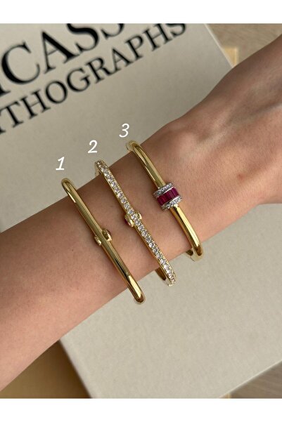 İREM YILDIZ Kadın Gold Şık Model Zirkon Taşlı Kelepçe