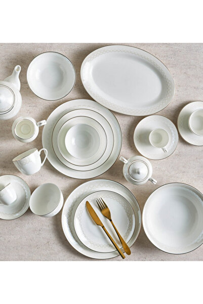 Myra طقم عشاء من الخزف الصيني الفاخر مكون من 106 قطعة - يكفي لـ 12 شخصًا